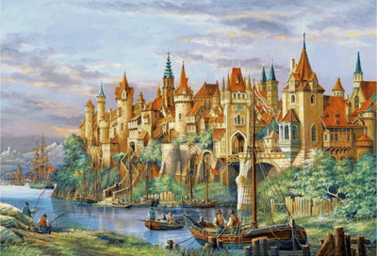 №1993987 - замки, картина, пейзаж - предпросмотр