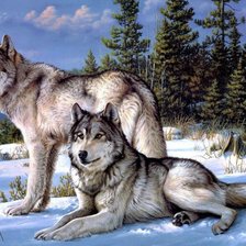 Схема вышивки «Два волка»