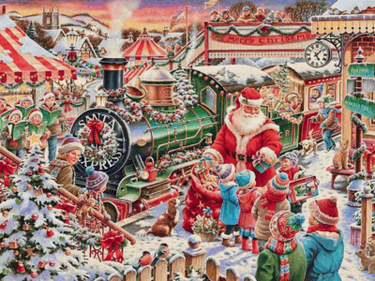 Поезд Санты - санта, праздник, рождество, поезд.дети - предпросмотр