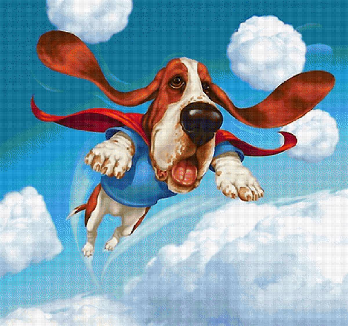 Супер-пёс - небо, собака, для детей - предпросмотр