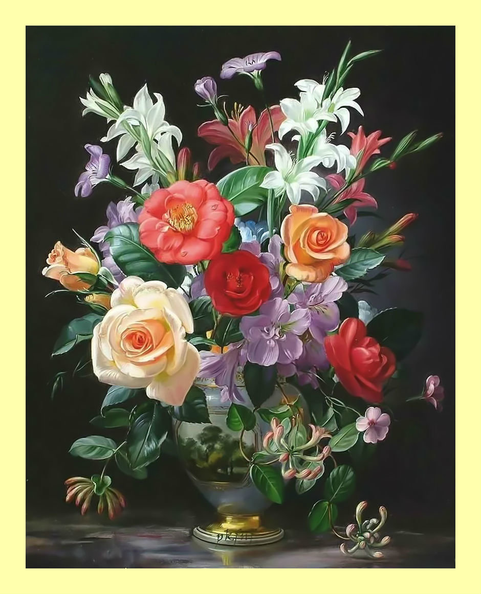 Букет. - живопись, ваза, цветы, букет - оригинал