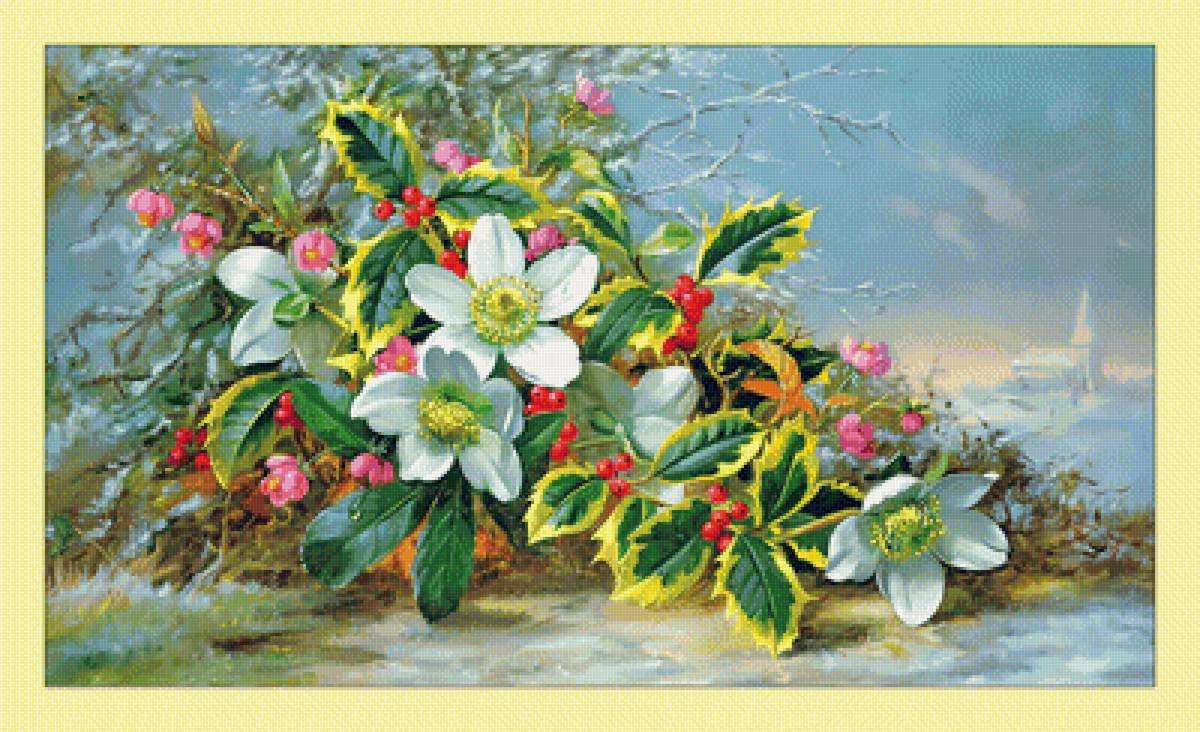 Зимний букет. - живопись, букет, цветы - предпросмотр