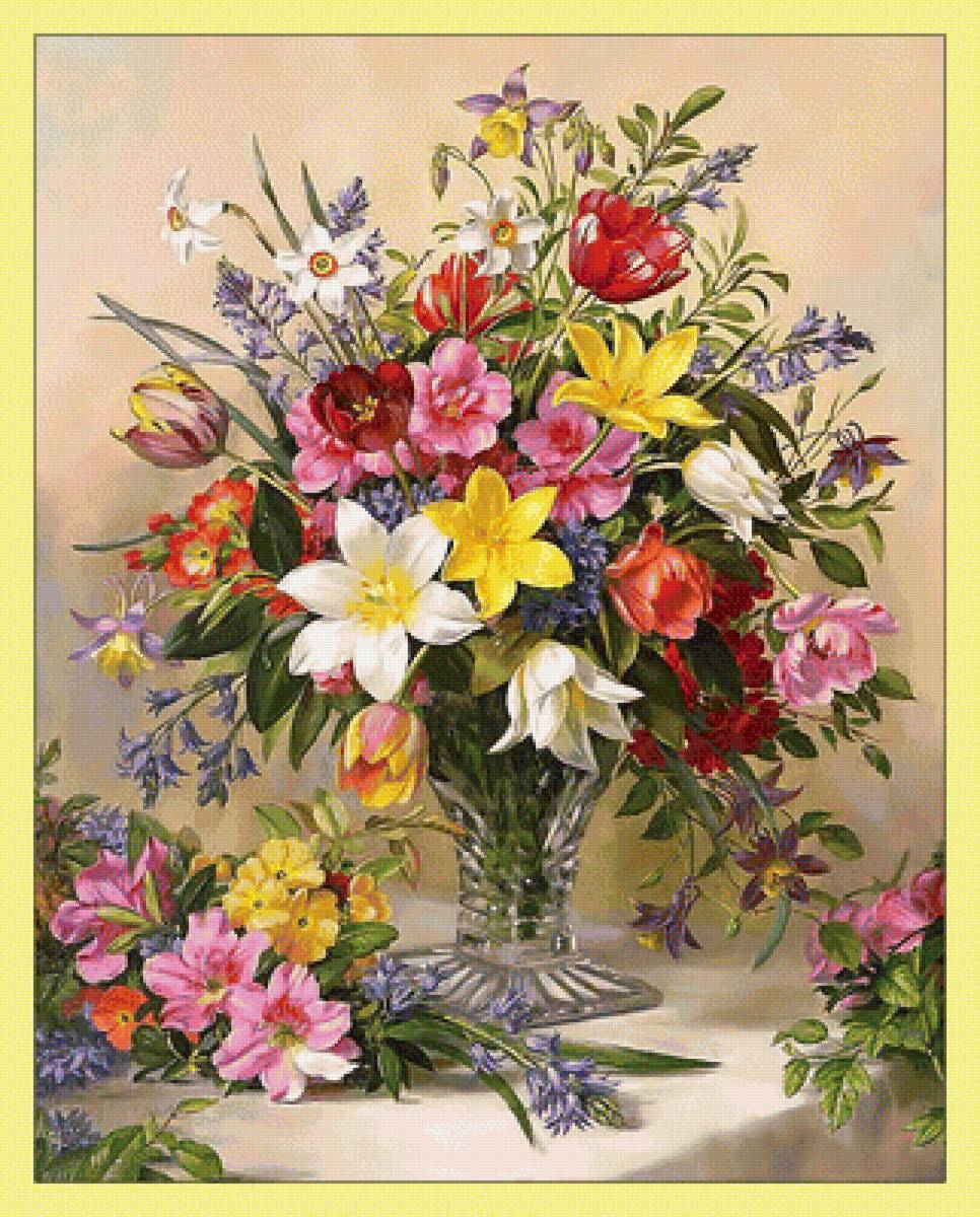 Яркий букет. - живопись, цветы, ваза, букет - предпросмотр