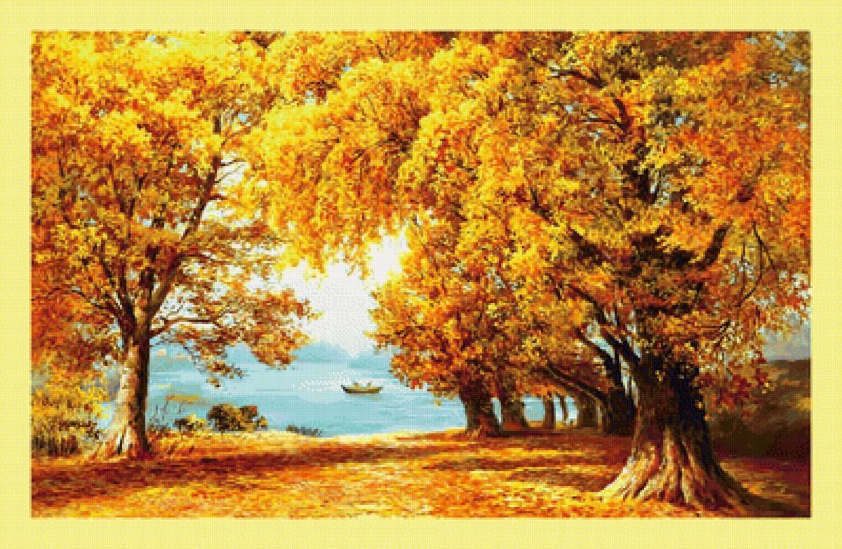 Золотая осень. - осень, деревья, живопись, пейзаж - предпросмотр