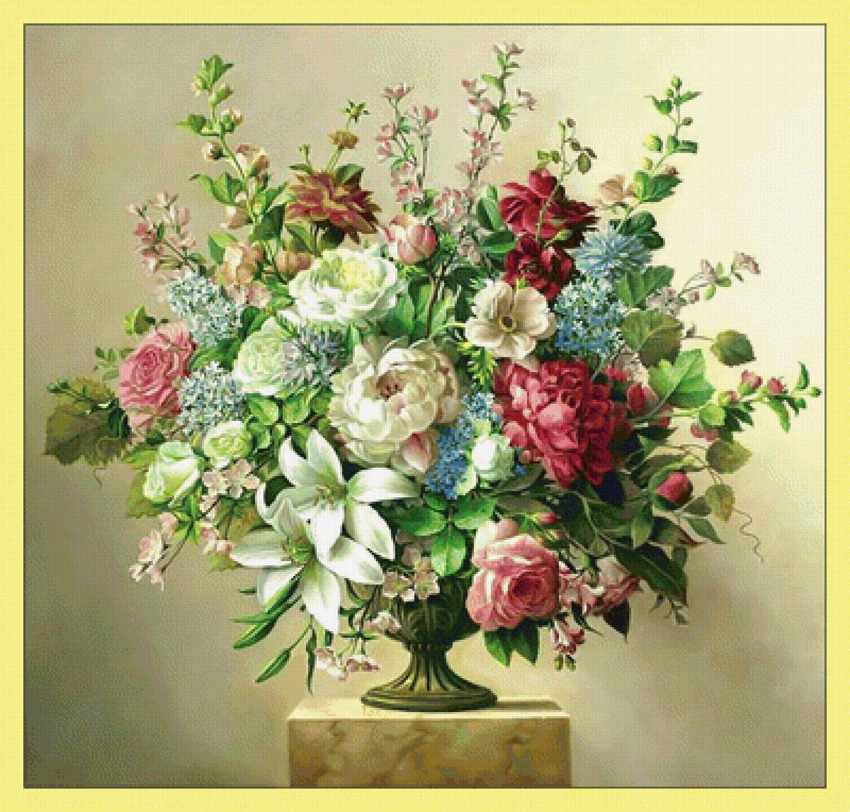 Букет. - цветы, букет, живопись - предпросмотр