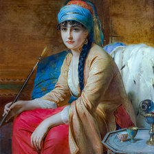 Схема вышивки «Turkish Woman and Chibouk.»