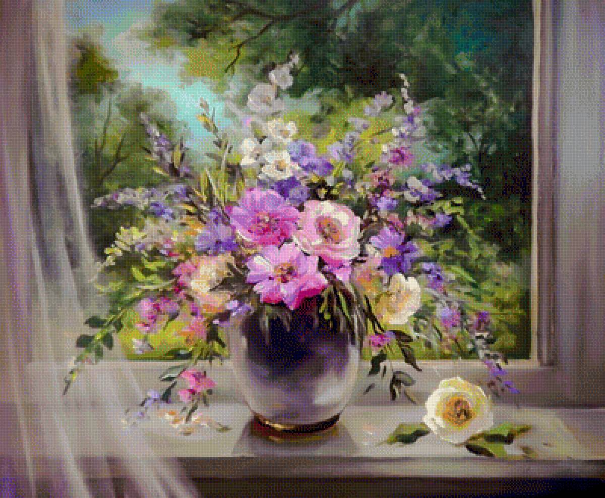 Vase of Flowers. - anca bulgaru paintings.flowers and gardens. - предпросмотр
