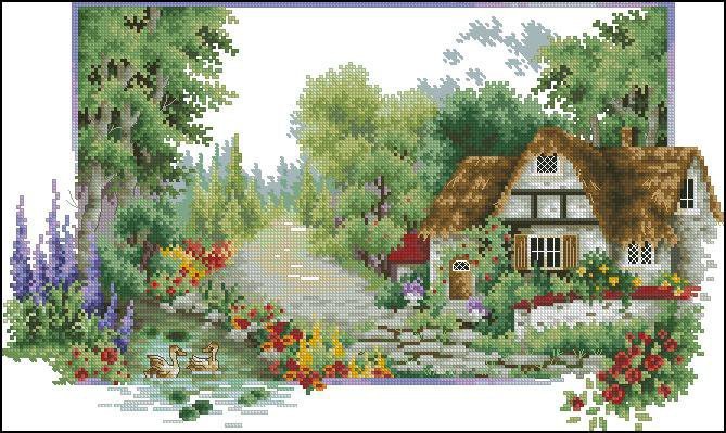 Времена года лето - природа, дом - оригинал