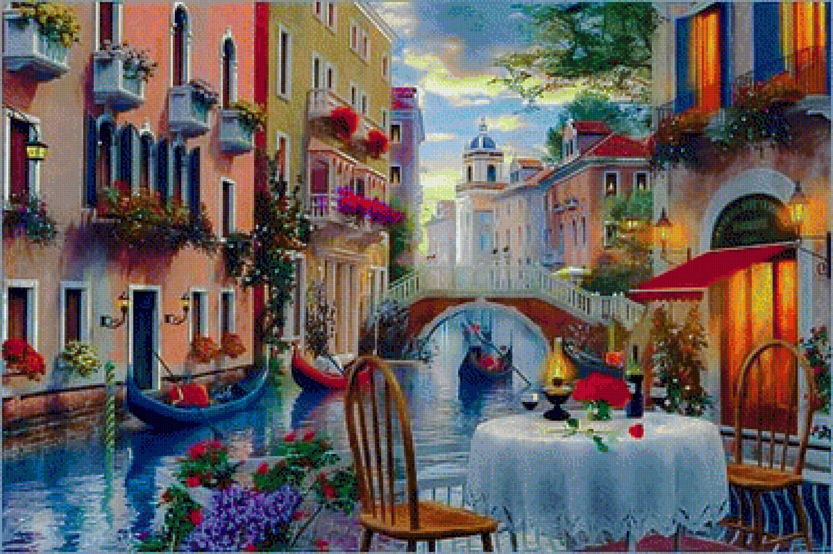 Venice Al Fresco. - dominic davison painter.cityscape.venice.people.flowers and gard - предпросмотр