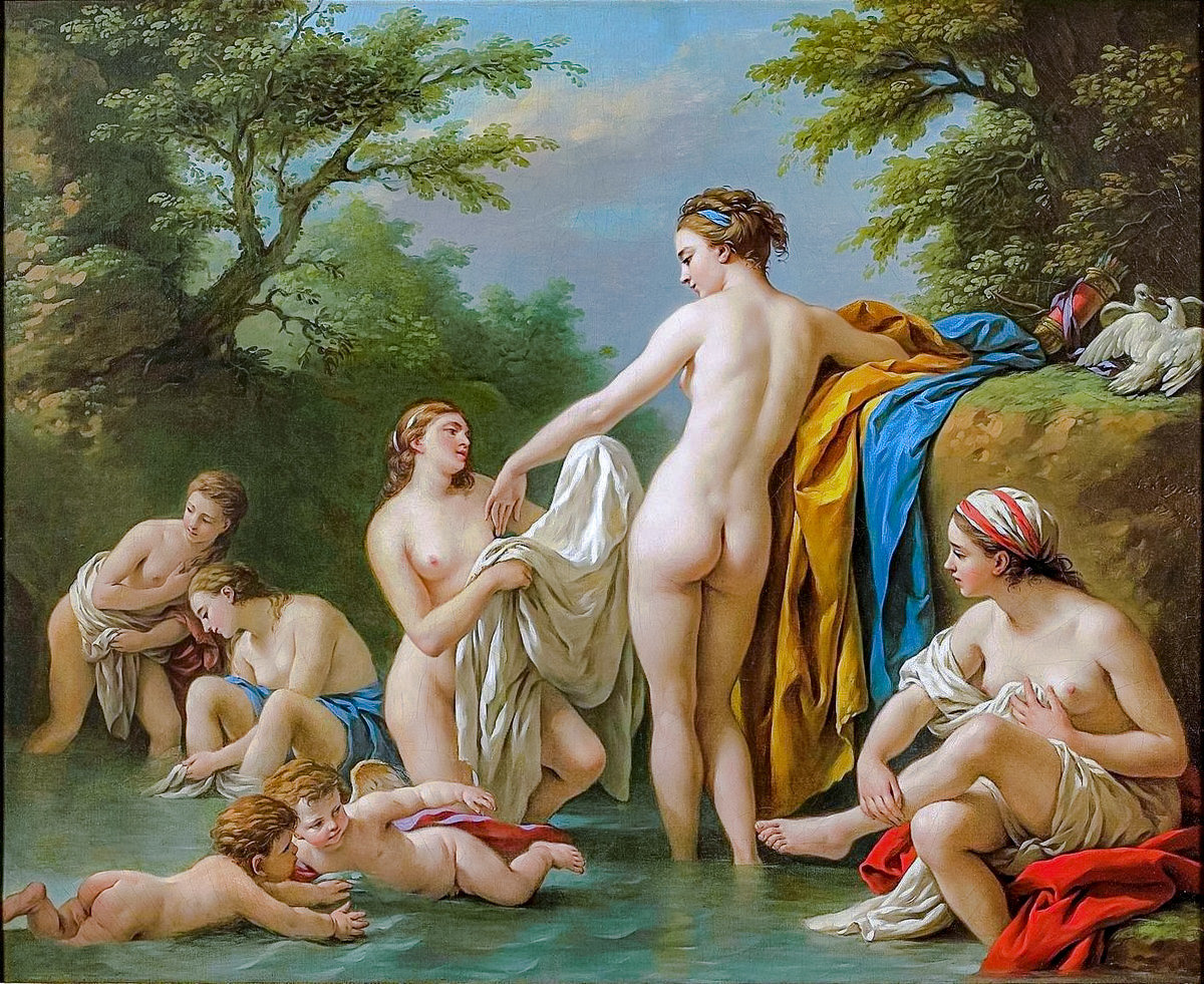 Venus and Nymphs Bathing. - louis jean françois lagrenée painter.mythological.people.childre - оригинал