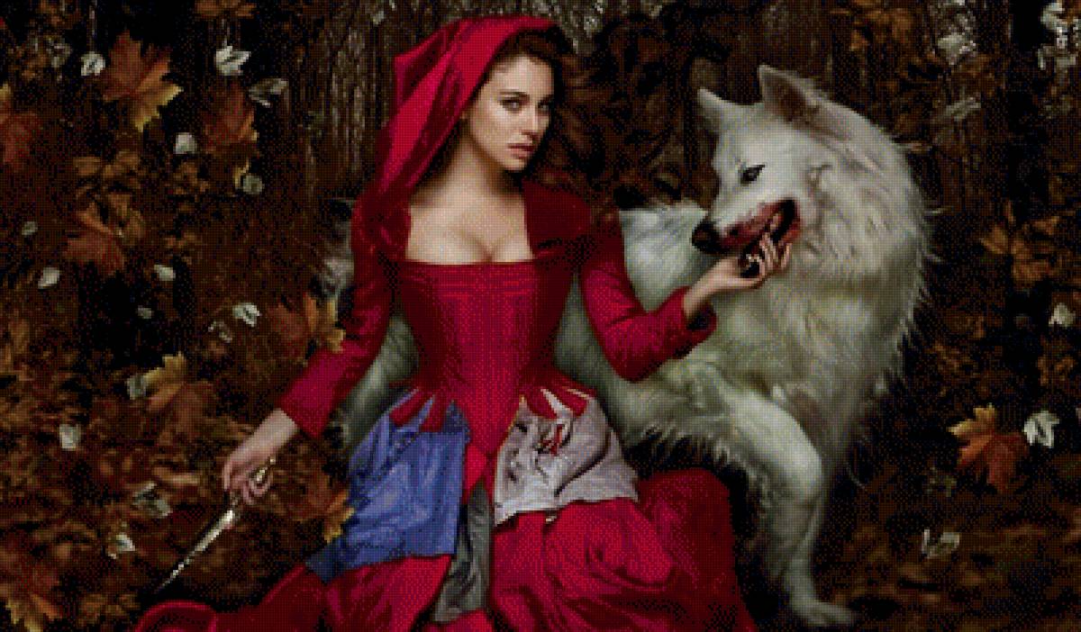 Девушка с волком - девушка с волком, красная шапочка - предпросмотр