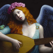 Схема вышивки «Ангел с мандолиной и птичкой»