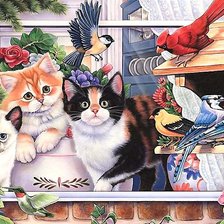 Оригинал схемы вышивки «котята на окне» (№1996317)