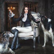 Оригинал схемы вышивки «Леди с русскими борзыми» (№1996352)