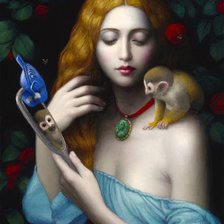 Девушка с обезьянкой и зеркалом