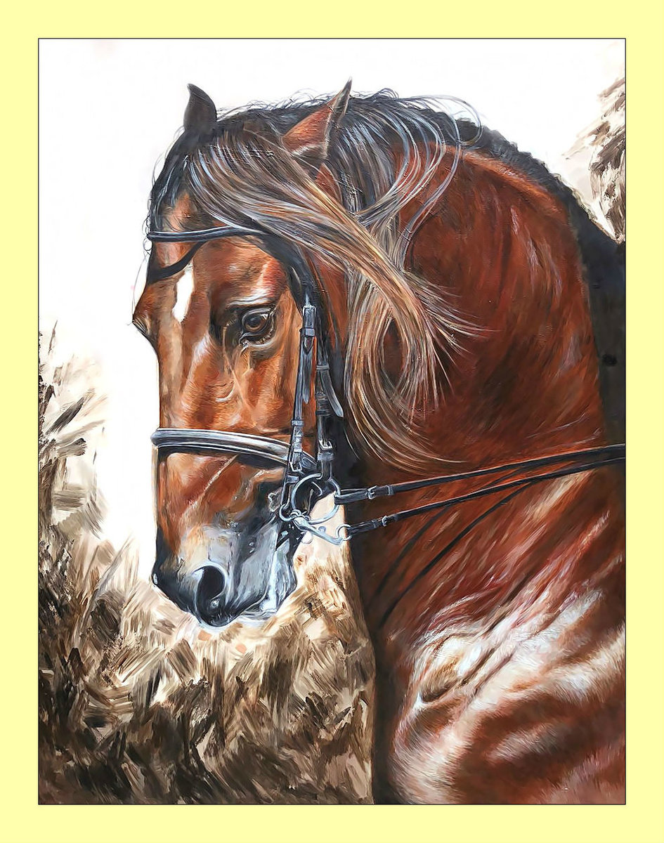 Конь. - лошадь, животные, конь, живопись - оригинал