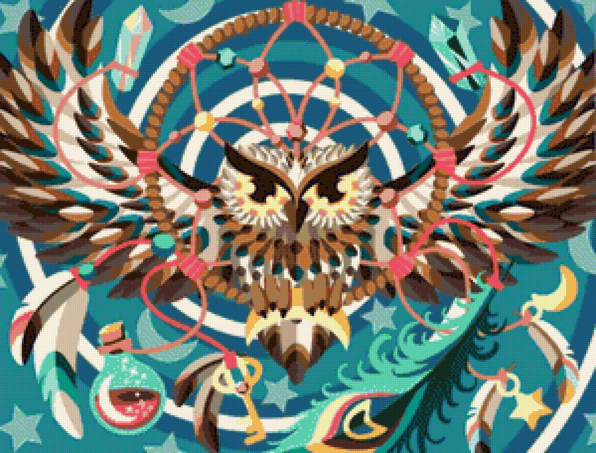 Ловец снов - крыло, сон, сова, крылья, перо, перья, ловец снов - предпросмотр