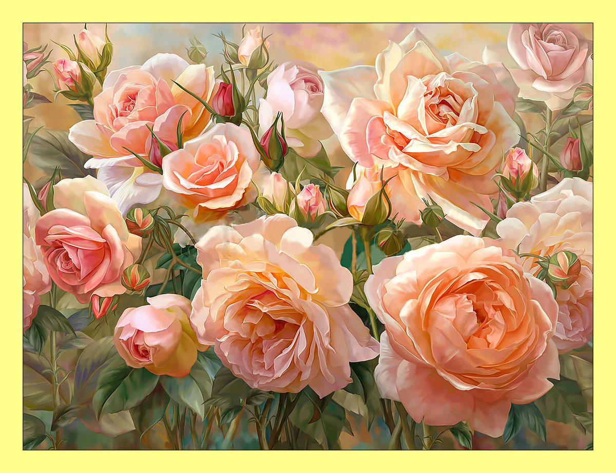 Розы. - живопись, розы, цветы, букет - оригинал