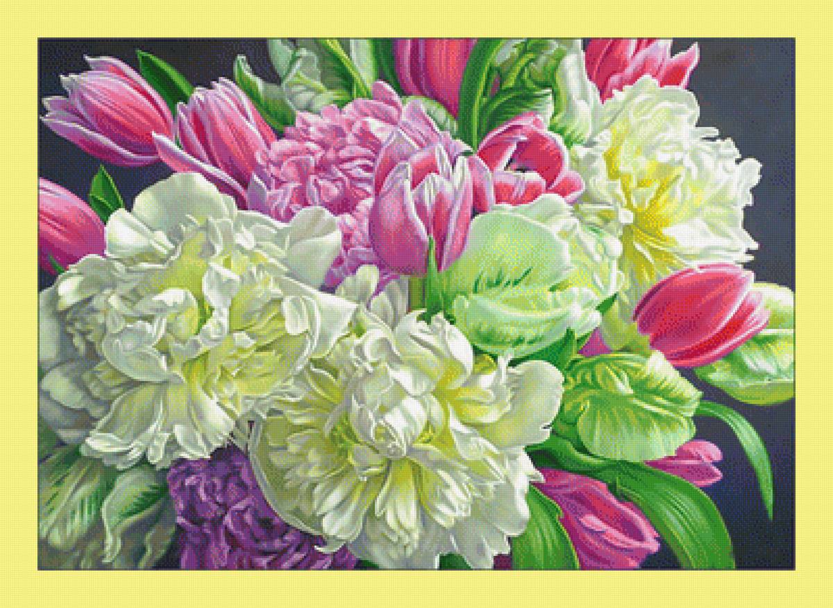 Букет. - тюльпаны, букет, цветы, пионы - предпросмотр