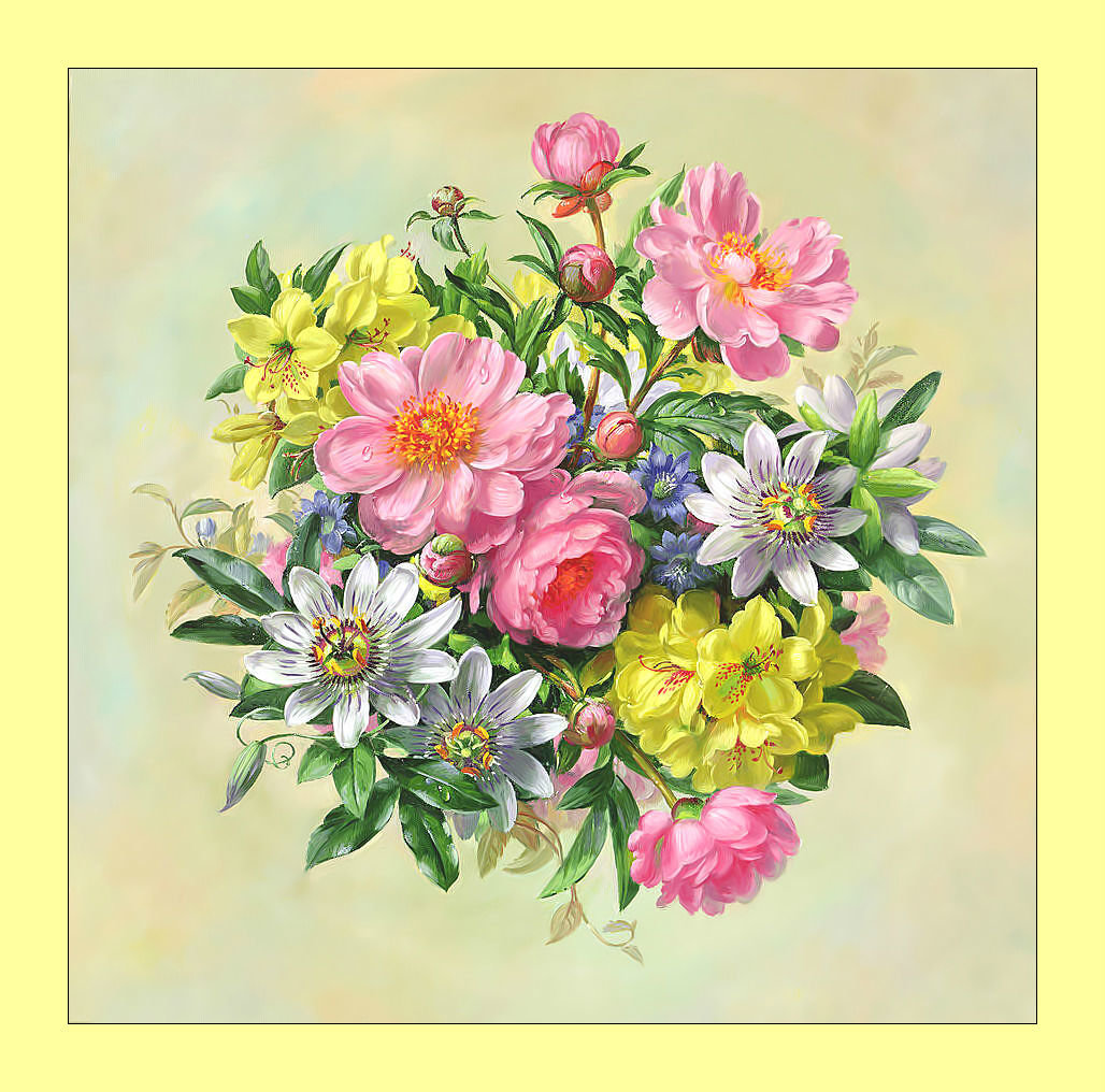 Яркий букет. - букет, цветы, живопись - оригинал