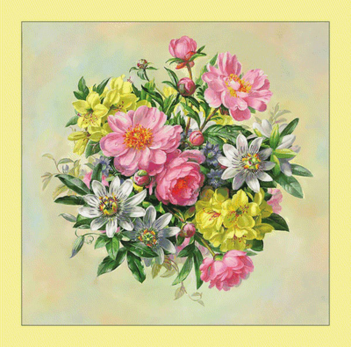 Яркий букет. - цветы, живопись, букет - предпросмотр