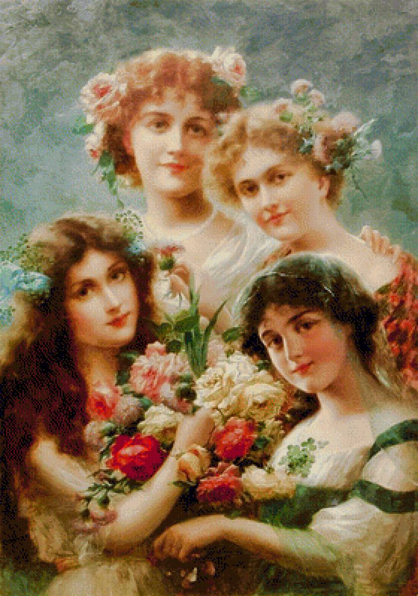 Four Ladies. - emile vernon paintings.portraits.ladies. - предпросмотр