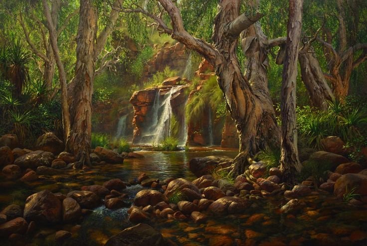 Водопад в чаще леса - джунгли, водопад, природа, лес - оригинал