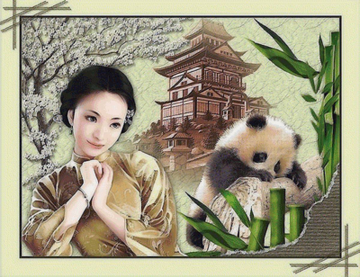 Китай - панда, китаянка - предпросмотр