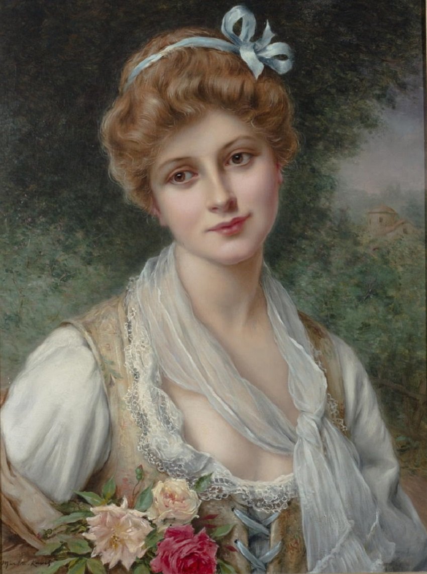 Девушка с цветами - оригинал