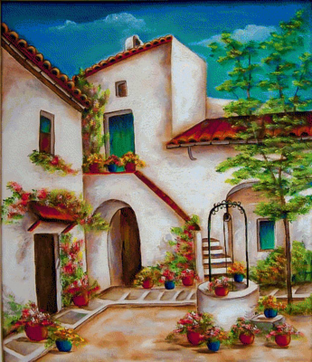 The Well in the Village. - scenarys.flowers and gardens. - предпросмотр