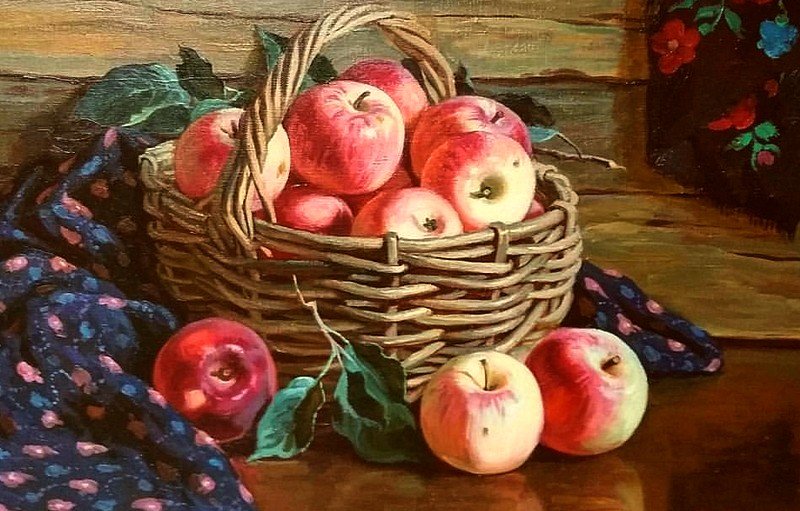 Бабушкины яблоки - блоки, корзина, платок - оригинал