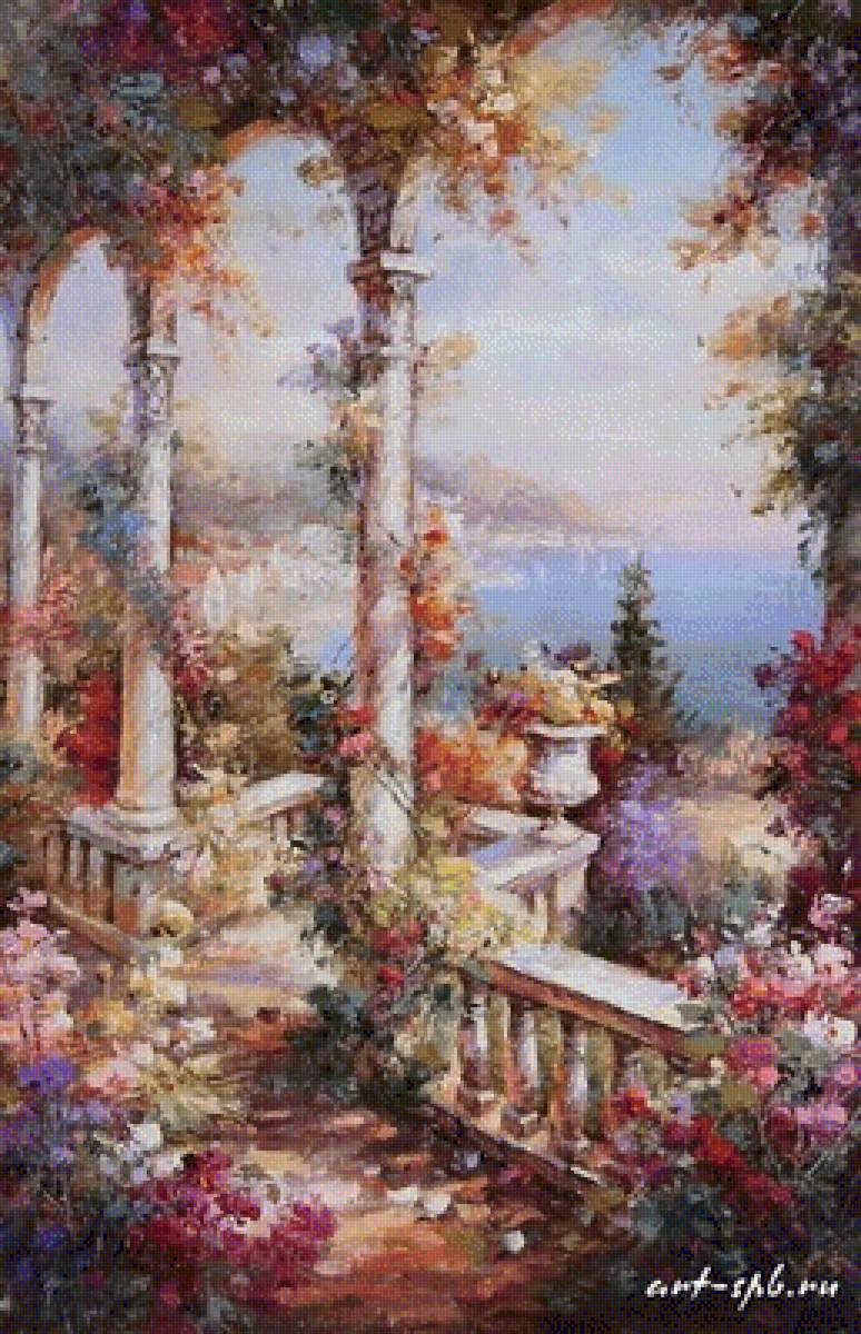 ТЕРАССА В ЦВЕТАХ - пейзажи - предпросмотр