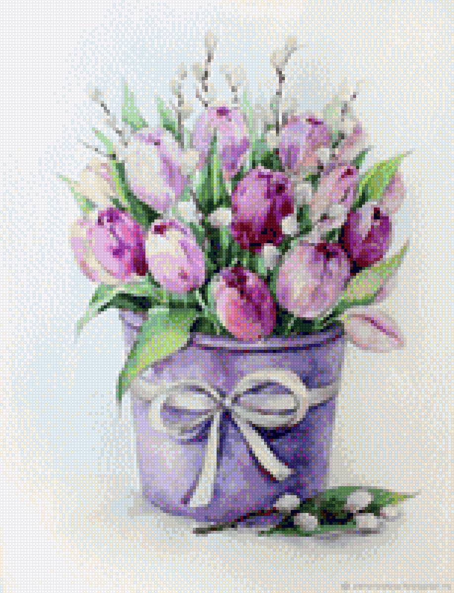 Сиреневые тюльпаны - букет, тюльпаны, цветы - предпросмотр