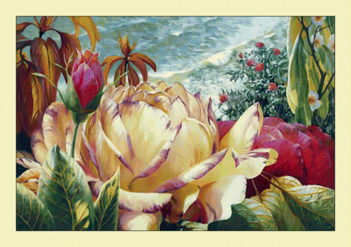 Цветы и море. - живопись, море, цветы - предпросмотр