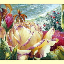 Схема вышивки «Цветы и море.»