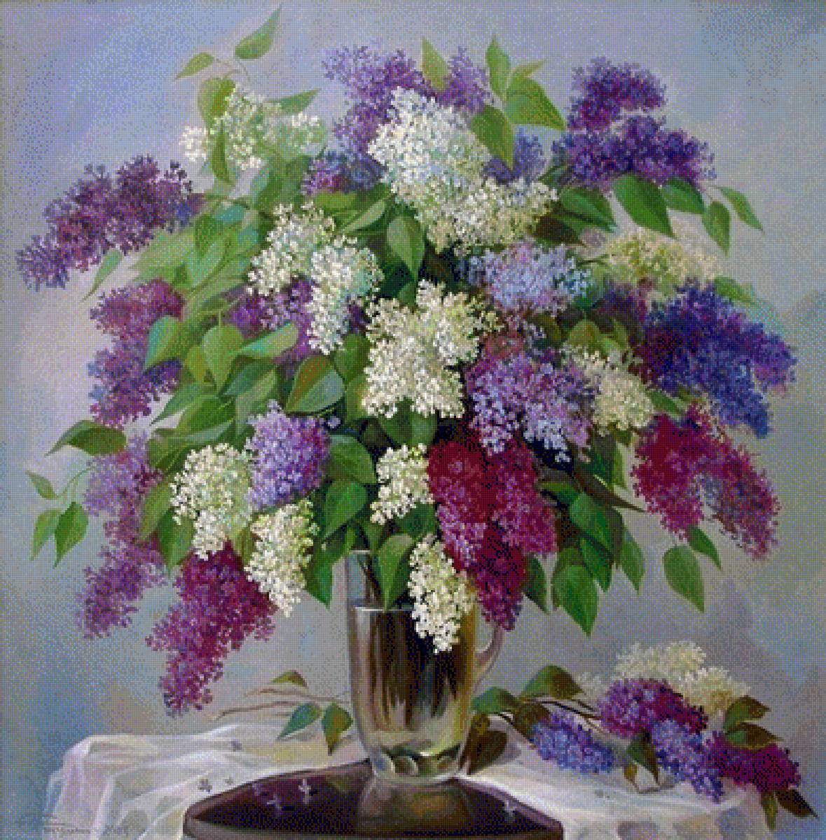 Lilacs In Vase - lilacs in vase by mary catherine lema - предпросмотр