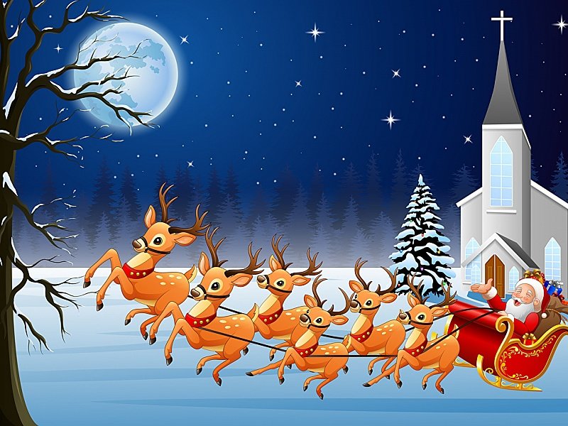 новый год - дед мороз, олени - оригинал