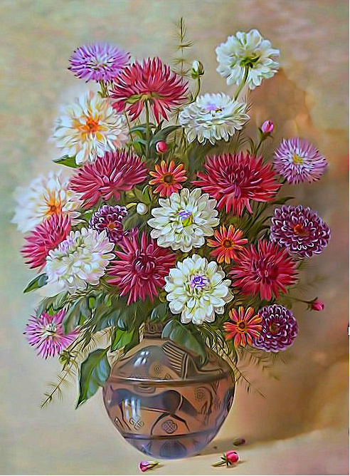 Букет - астры, цветы в вазе, цветы - оригинал