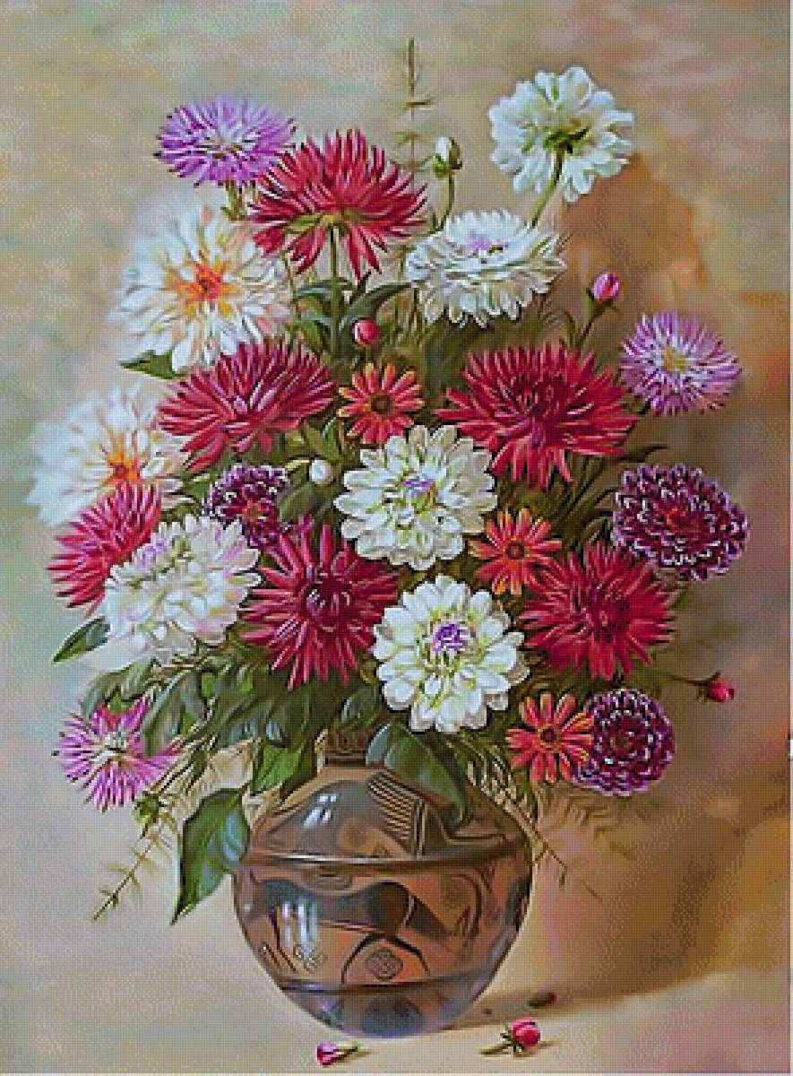 Букет - цветы, цветы в вазе, астры - предпросмотр