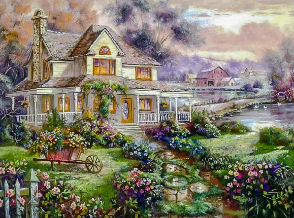 A Country House. - scenarys.flowers and gardens.birds. - оригинал