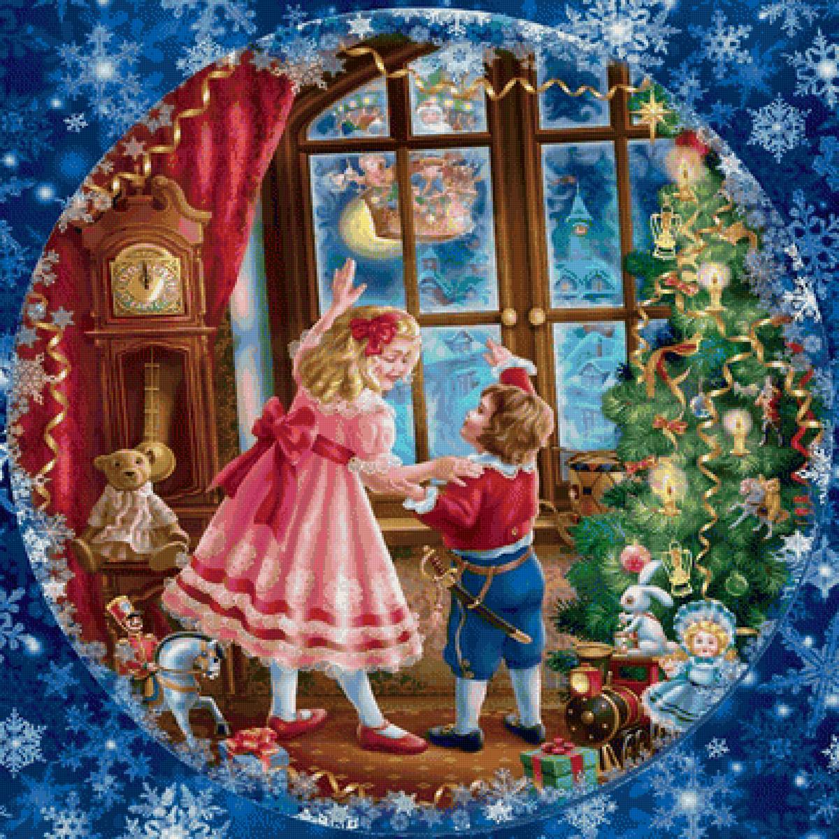 Ожидание чуда - открытка, игрушки, елка, дети, новый год - предпросмотр