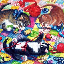 Оригинал схемы вышивки «игривые котята» (№2004318)