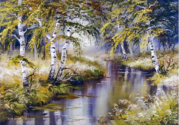 Birch Creek. - reint withaar paintings. landscapes. - оригинал