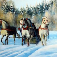 Схема вышивки «Тройка белых коней»