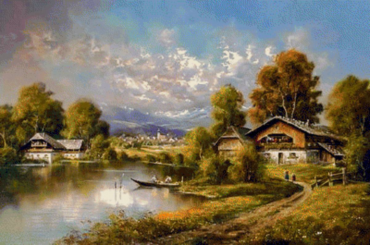 Cottages by the Lake. - landscapes.scenarys.people. - предпросмотр