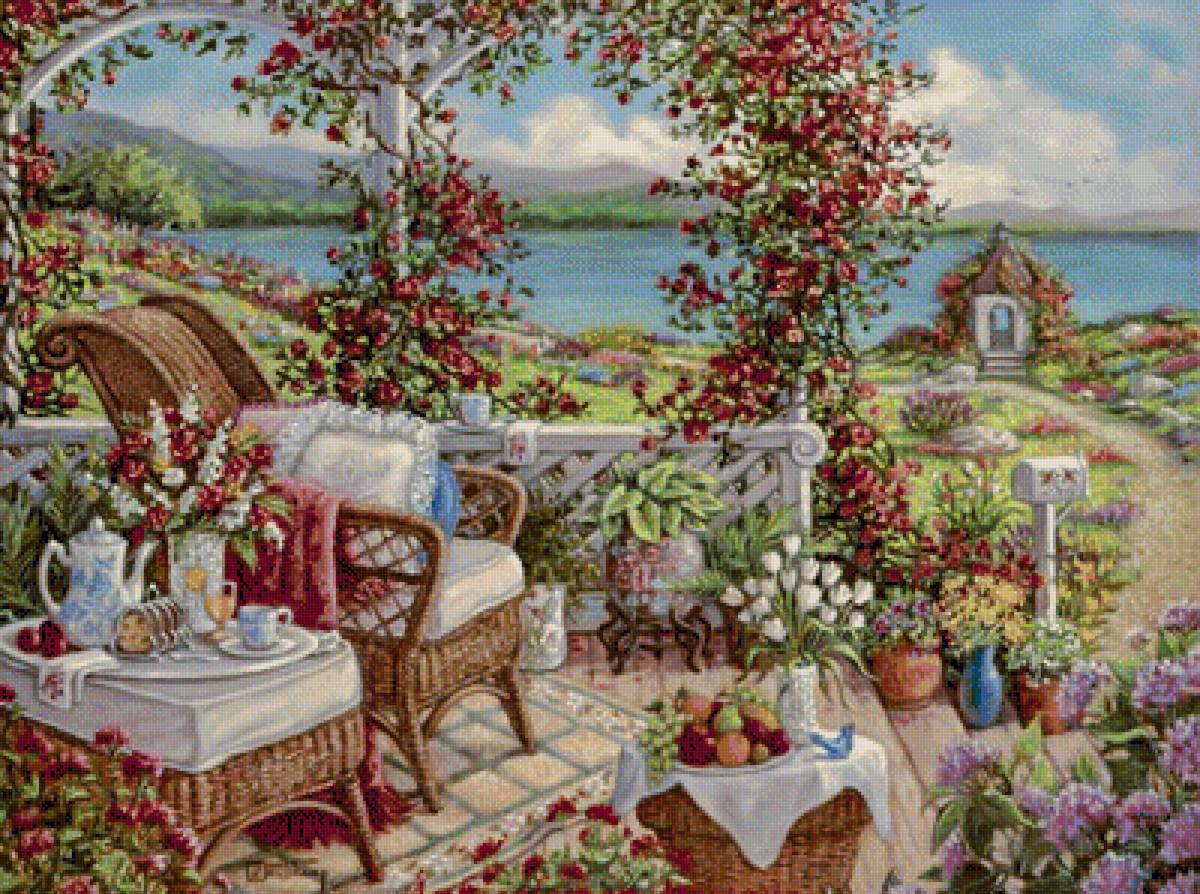 Breakfast on the Terrace. - scenarys.flowers and gardens. - предпросмотр