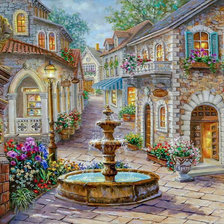 Оригинал схемы вышивки «Fountain in the Village Square.» (№2004862)