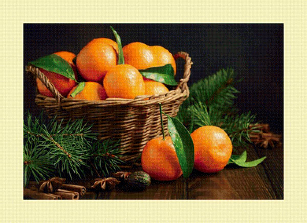 Натюрморт с мандаринами. - натюрморт, корица, мандарины - предпросмотр