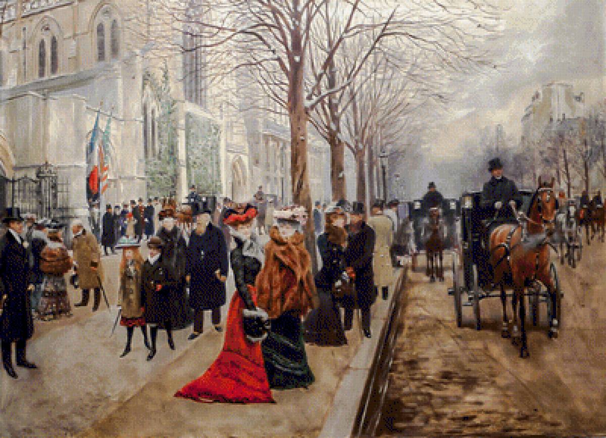 After the Service at the Church of Sainte-Trinité - jean béraud painter.scenarys.people.animals. - предпросмотр