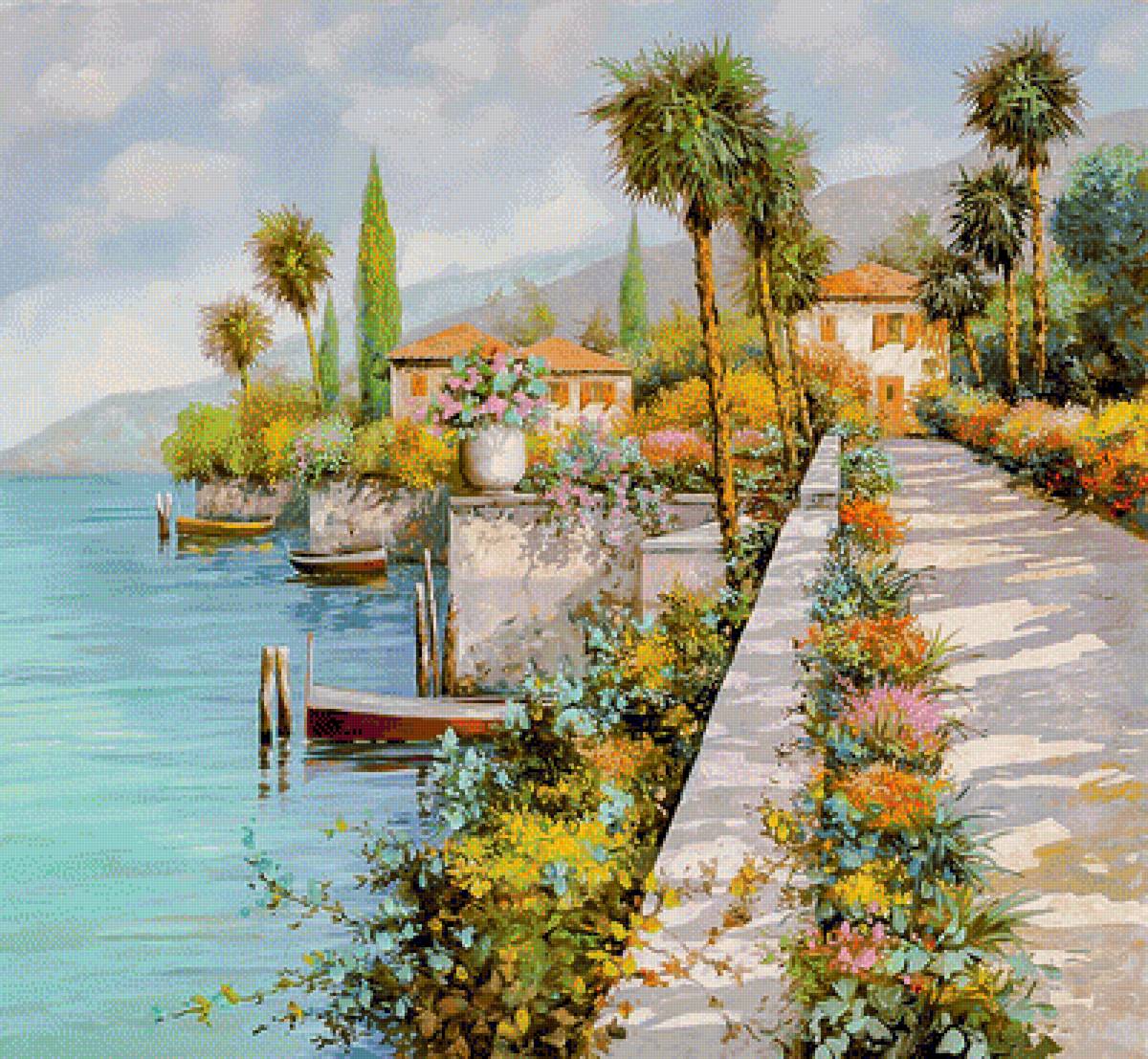 Lake Front. - guido borelli painter.scenarys.flowers and gardens. - предпросмотр